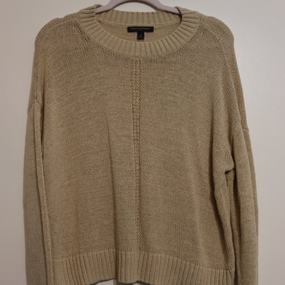 Banana Republic Textured Knit Beige Pullover Sweater Medium